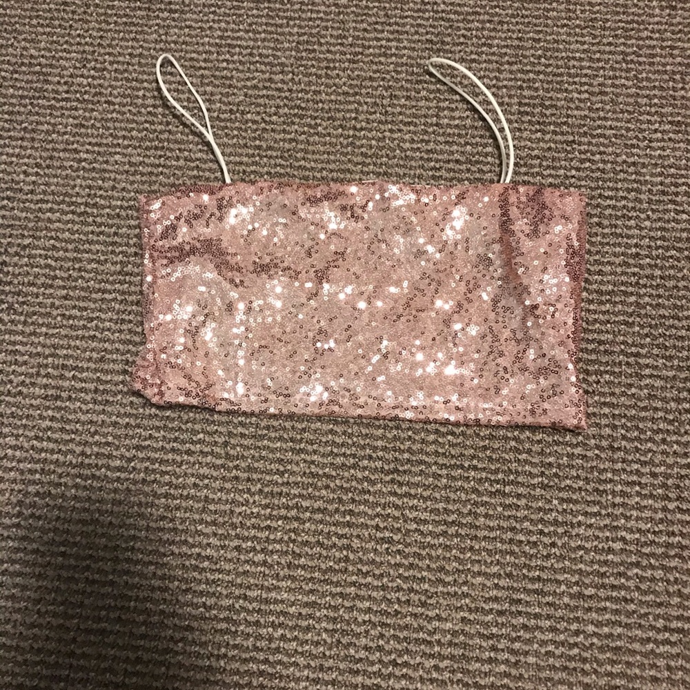 Rose gold sequin crop top
